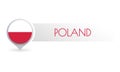 Poland flag. Circle flag button in the map marker shape. Polish country icon, badge or banner. Vector illustration. Royalty Free Stock Photo